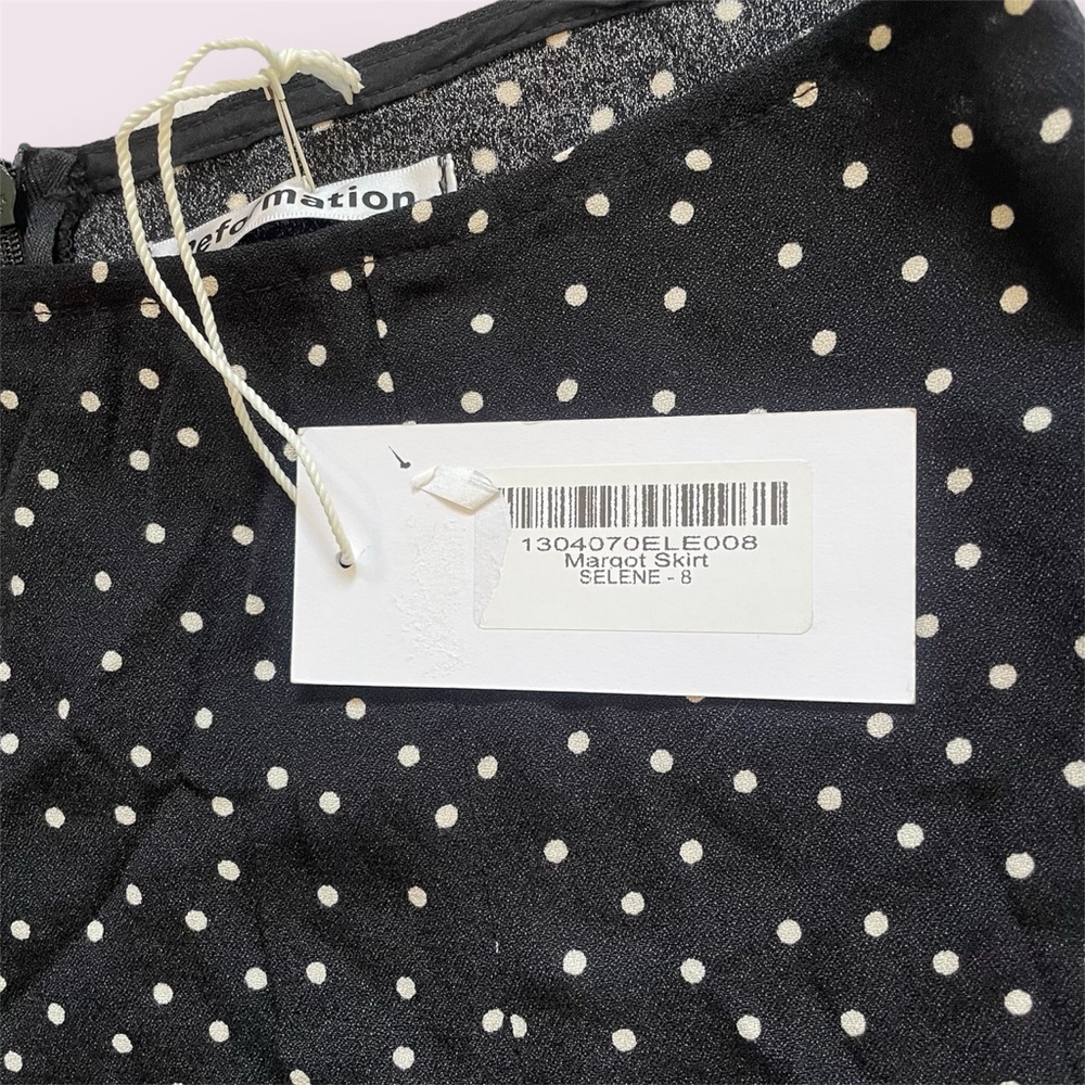 NWT Reformation Margot Selene Skirt Black w/ White Polka Dots | Size 8 - Picture 3 of 6